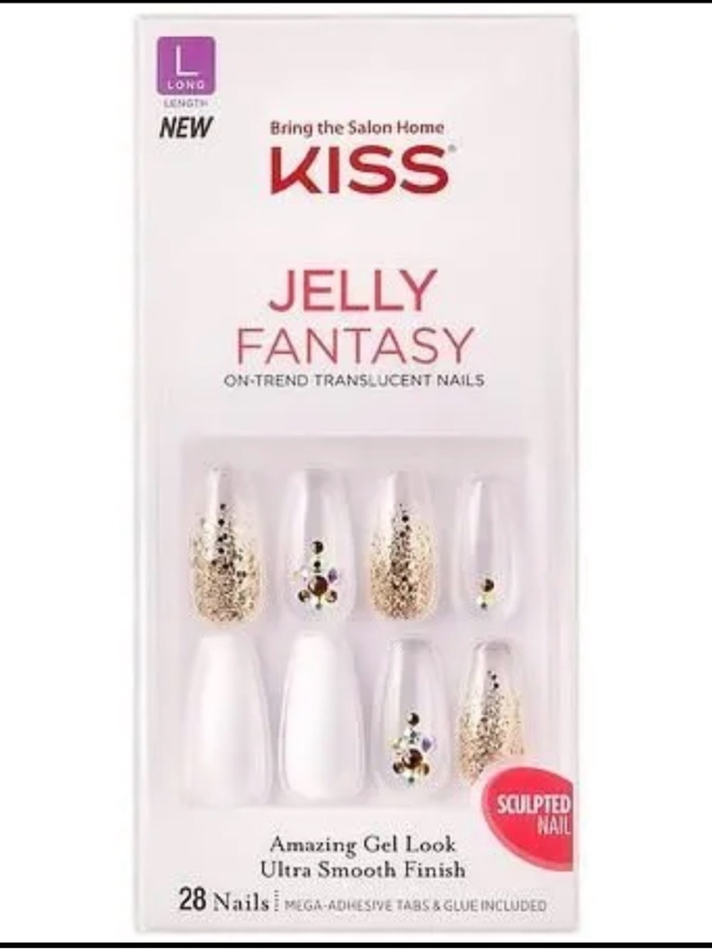 Kiss Gel Fantasy Long Shimmer Shiny Press on nails